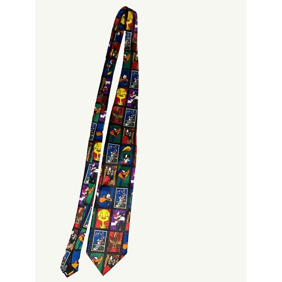 Looney Tunes Postage Stamp Collection Men's Necktie Tweety Bird Roadrunner - Picture 5 of 9